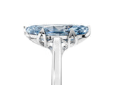 Silver Fancy Blue Marquise Cut Diamond Solitaire Ring with Flower Prong Setting and Classic Band_25