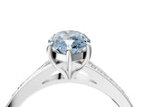 Silver Fancy Blue Marquise Cut Diamond Solitaire Ring with Pavé Band and Prong Setting_16