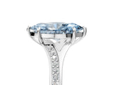 Silver Fancy Blue Marquise Cut Diamond Solitaire Ring with Pavé Band and Prong Setting_17