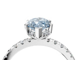 Silver Fancy Blue Marquise Cut Diamond Solitaire Ring with Round  Pavé Band and Four-Prong Setting_40