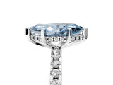 Silver Fancy Blue Marquise Cut Diamond Solitaire Ring with Round  Pavé Band and Four-Prong Setting_41