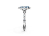 Silver Fancy Blue Marquise  Cut Diamond Solitaire with Pave Band and Four-Prong Setting 3