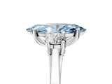 Silver Fancy Blue Marquise Cut Diamond Three-Stone Engagement Ring with Prong Setting and Pavé Band_17