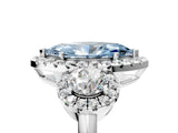Silver Fancy Blue Marquise Cut Diamond Three-Stone Halo Ring with Prong Setting and Pavé Accents_11