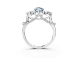 Silver Fancy Blue Marquise Cut Diamond Three-Stone Ring with Prong Setting and Pavé Band_15
