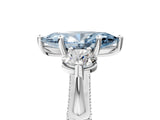 Silver Fancy Blue Marquise Cut Diamond Three-Stone Ring with Prong Setting and Pavé Band_17