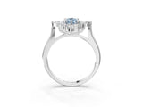 Silver Fancy Blue Marquise Cut Halo Diamond Cluster Ring with Marquise and Round Stones on a White Gold Band with Prong Setting_9
