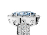 Silver Fancy Blue Marquise Cut Halo Diamond Engagement Ring with Pave Split Shank and Four-Prong Setting_11