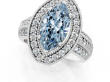 Silver Fancy Blue Marquise Cut Halo Diamond Engagement Ring with Pave Split Shank and Four-Prong Setting_7