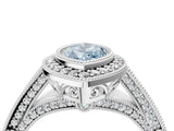 Silver Fancy Blue Marquise Cut Halo Diamond Split Shank Pave Ring_10