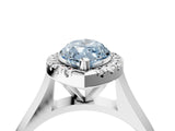 Silver Fancy Blue Marquise  Cut Halo Solitaire Engagement Ring with Square Band and Four-Prong Setting_16