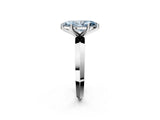 Silver Fancy Blue Marquise  Cut Solitaire Engagement Ring with Flat Band and Four-Prong Setting 2