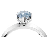 Silver Fancy Blue Marquise  Cut Solitaire Engagement Ring with Flat Band and Four-Prong Setting 4