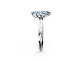 Silver Fancy Blue Marquise  Cut Solitaire Engagement Ring with Tapered Band and Four-Prong Setting 3