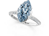 Silver Fancy Blue Marquise Cut Solitaire Split Shank Pave Diamond Engagement Ring with Four-Prong Setting_79