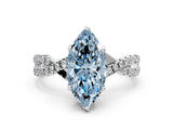 Silver Fancy Blue Marquise Cut Solitaire Twist Pave Diamond Engagement Ring with Prong Setting_66