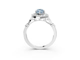 Silver Fancy Blue Marquise  Halo Diamond Engagement Ring with Twisted Band and Four-Prong Setting 3