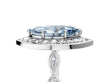 Silver Fancy Blue Marquise  Halo Diamond Engagement Ring with Twisted Band and Four-Prong Setting 5