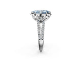 Silver Fancy Blue Marquise  Halo Diamond Floral Split Shank Engagement Ring 2