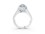 Silver Fancy Blue Marquise  Halo Diamond Floral Split Shank Engagement Ring 3