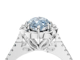 Silver Fancy Blue Marquise  Halo Diamond Floral Split Shank Engagement Ring 4