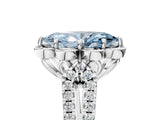 Silver Fancy Blue Marquise  Halo Diamond Floral Split Shank Engagement Ring 5