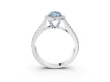 Silver Fancy Blue Marquise  Halo Round Diamond Pave Band with Prong Setting 3