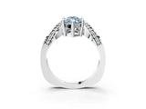 Silver Fancy Blue Marquise  Solitaire Diamond Engagement Ring with Pave Band and Four-Prong Setting 4
