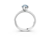Silver Fancy Blue Marquise  Solitaire Diamond Engagement Ring with XO Engraved Band and Four-Prong Setting 3