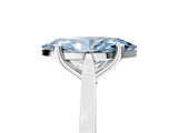 Silver Fancy Blue Marquise  Solitaire Diamond Ring with Four-Prong Setting and Tapered Band 1