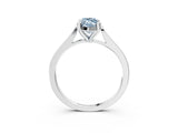 Silver Fancy Blue Marquise  Solitaire Diamond Ring with Four-Prong Setting and Tapered Band 5