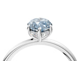 Silver Fancy Blue Marquise  Solitaire Diamond Ring with a Classic Band and Four-Prong Setting 4