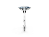 Silver Fancy Blue Marquise  Solitaire Engagement Ring with Four-Prong Setting and Classic Band 3