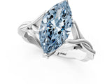 Silver Fancy Blue Marquise  Solitaire Twist Band Six-Prong Setting 1