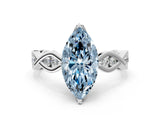Silver Fancy Blue Marquise  Solitaire Twist Band with Leaf Prong Setting 1