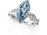 Silver Fancy Blue Marquise  Solitaire Twist Band with Leaf Prong Setting 2