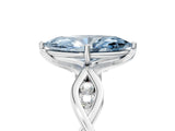 Silver Fancy Blue Marquise  Solitaire Twist Band with Leaf Prong Setting
