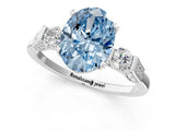 Silver Fancy Blue Oval Cut Brilliant Three-Stone Pave Band with Four-Prong Setting_7
