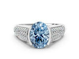 Silver Fancy Blue Oval Cut Cut Diamond Channel Set Pave Band with Tension Prong Setting_12