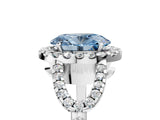 Silver Fancy Blue Oval Cut Cut Diamond Halo Engagement Ring with Open Split Pavé Band_11
