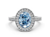 Silver Fancy Blue Oval Cut-Cut Diamond Halo Engagement Ring with Pave Band and Prong Setting_6