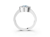 Silver Fancy Blue Oval Cut-Cut Diamond Halo Engagement Ring with Pave Band and Prong Setting_9
