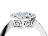Silver Fancy Blue Oval Cut Cut Halo Pavé Diamond Ring_10