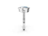 Silver Fancy Blue Oval Cut Cut Halo Pavé Diamond Ring_8
