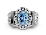 Silver Fancy Blue Oval Cut Cut Halo Split Shank Prong Set Ring_6