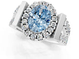 Silver Fancy Blue Oval Cut Cut Halo Split Shank Prong Set Ring_7