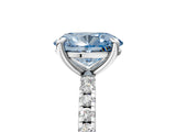 Silver Fancy Blue Oval Cut Diamond Brilliant Solitaire Ring with Pavé Band and Four-Prong Setting_41