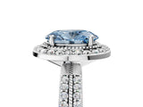 Silver Fancy Blue Oval Cut Diamond Double Halo Ring with Split Shank and Four-Prong Setting_11