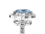 Silver Fancy Blue Oval Cut Diamond Floral Halo Split Shank Prong Setting Ring_11