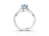 Silver Fancy Blue Oval Cut Diamond  Halo Twist Band Solitaire Prong Setting Ring_15